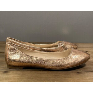 Alfani Women's Gessey Ballet Flats Size 5 Rose Gold Crackle Metallic Slip On
